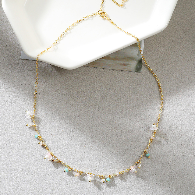 Multi Pearl, Clear & Blue Bead Necklace