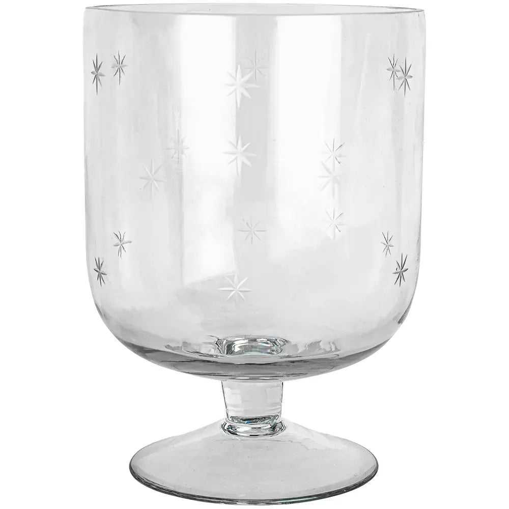 Glass Candleholder with Etched Stars