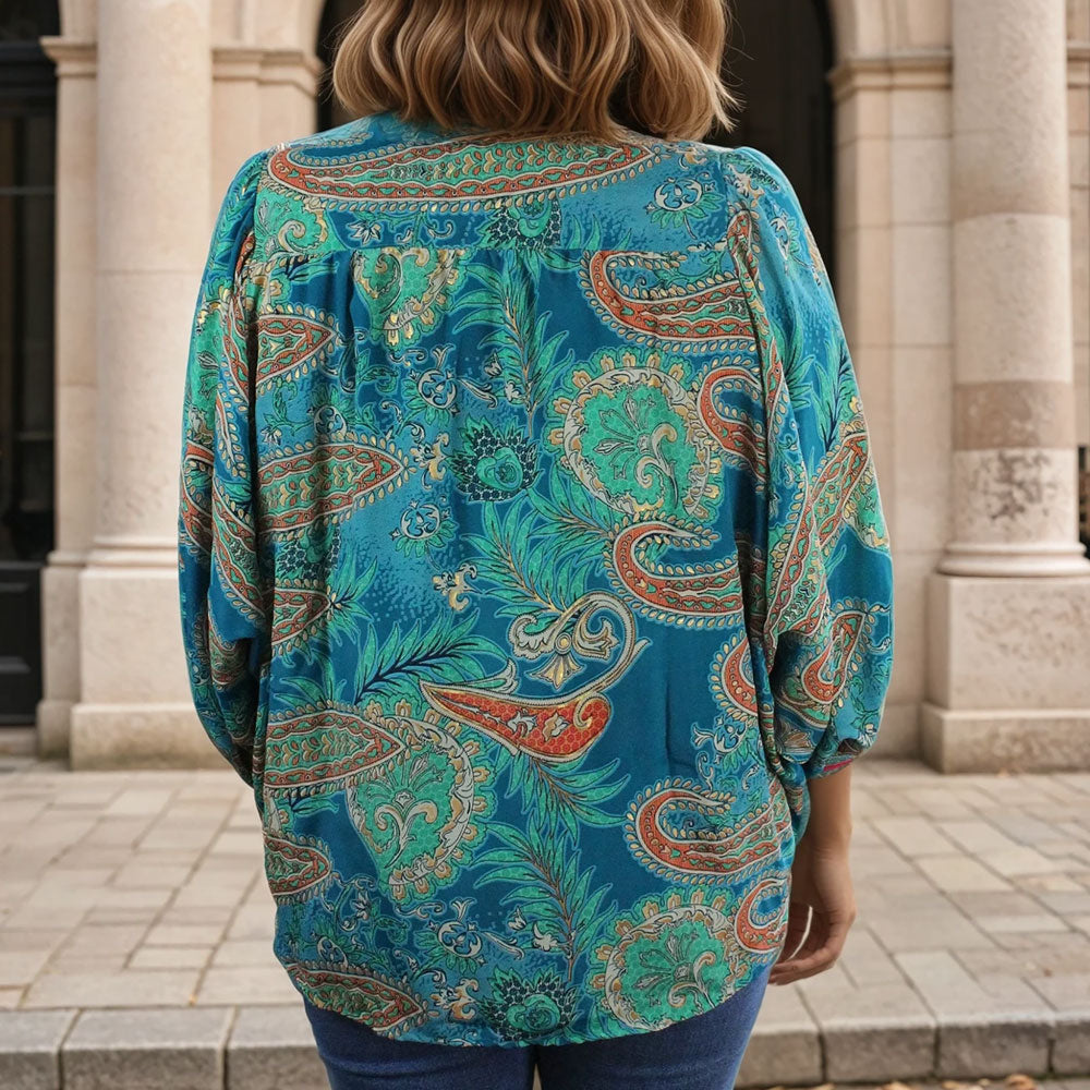 Andaria, Turquoise Paisley Blouse