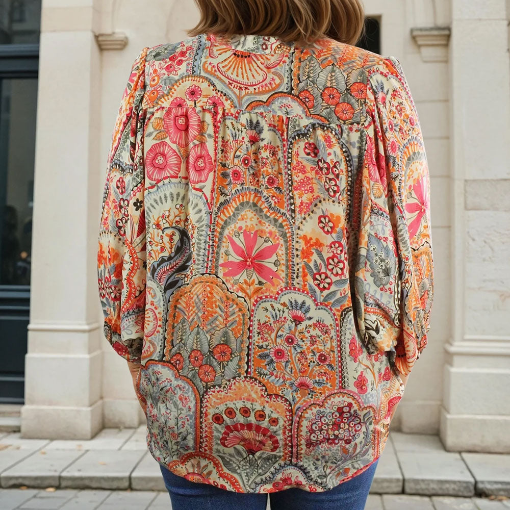 Suki, Orange & Pink Floral Blouse