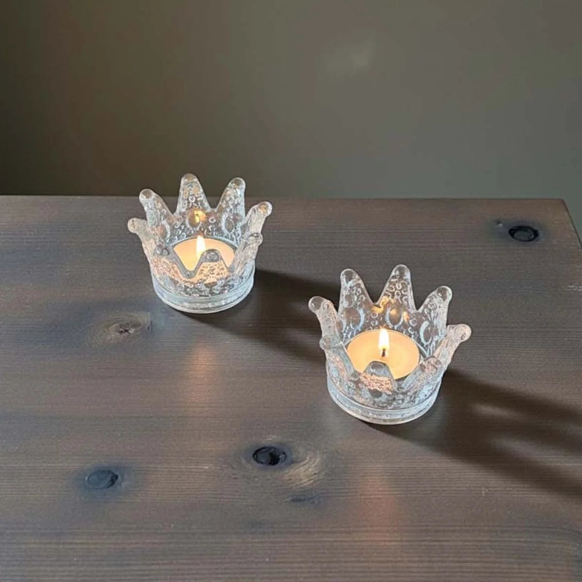 Glass Crown Tealight Holder