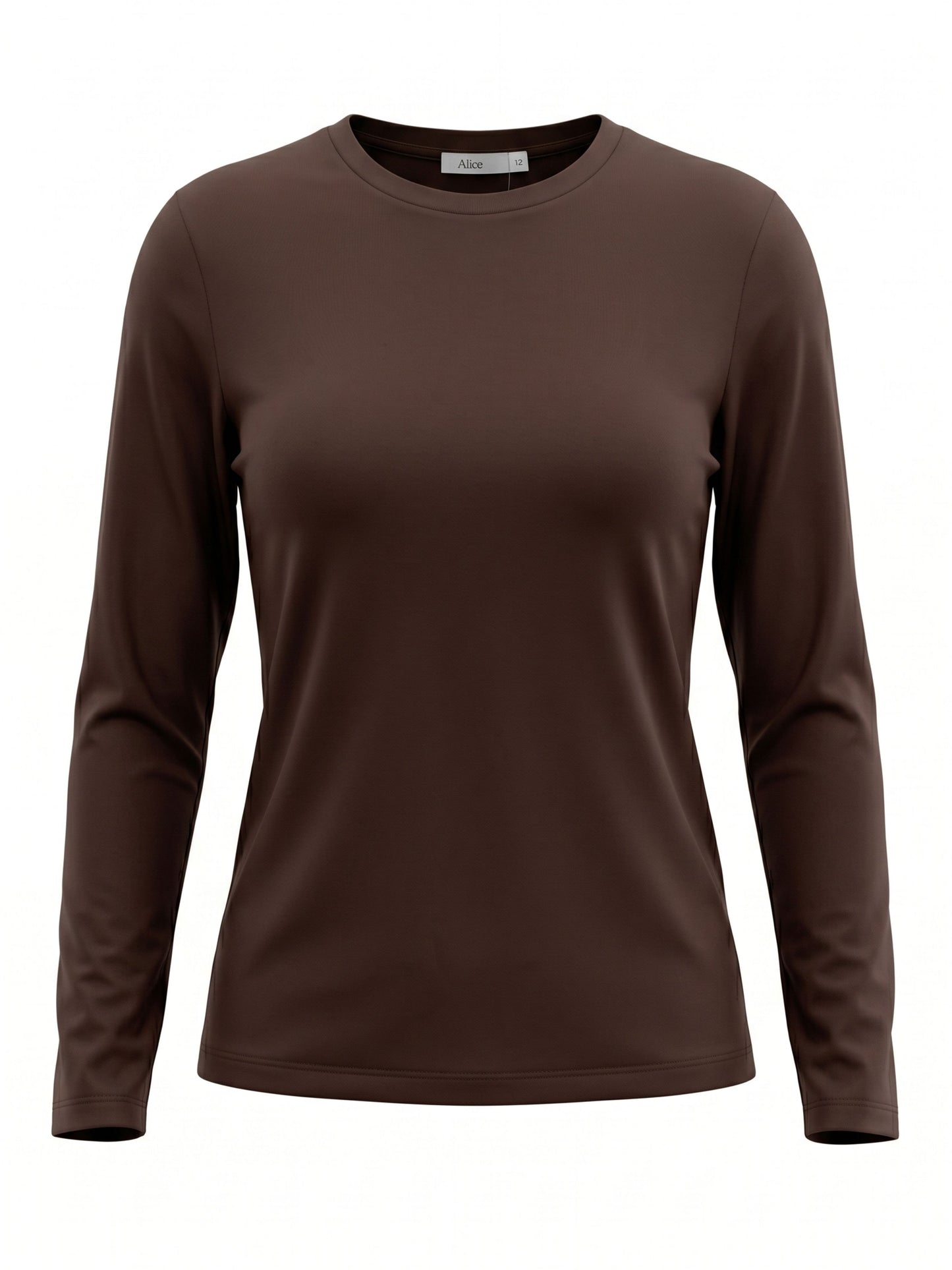 April Plain Crew Top, Chocolate