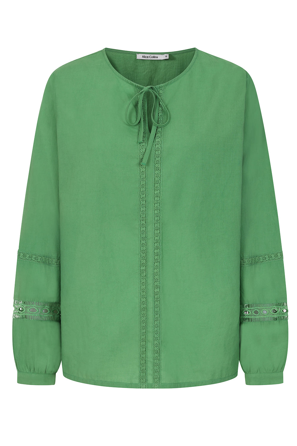 Rachel Lace Trim Blouse - Green Pepper