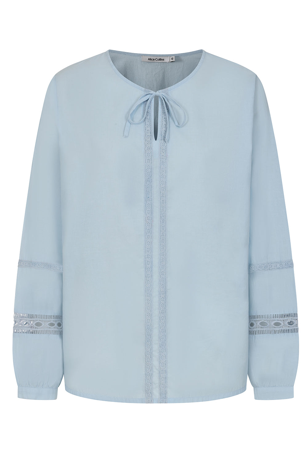 Rachel Lace Trim Blouse - Sky