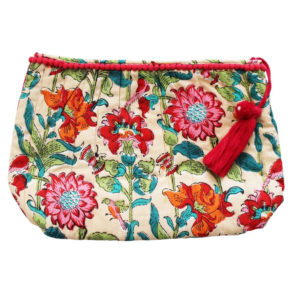 Floral Garden Print Lined Wash Bag