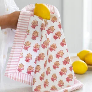 Peony Pink Hand Block Print Napkin - Set of 4