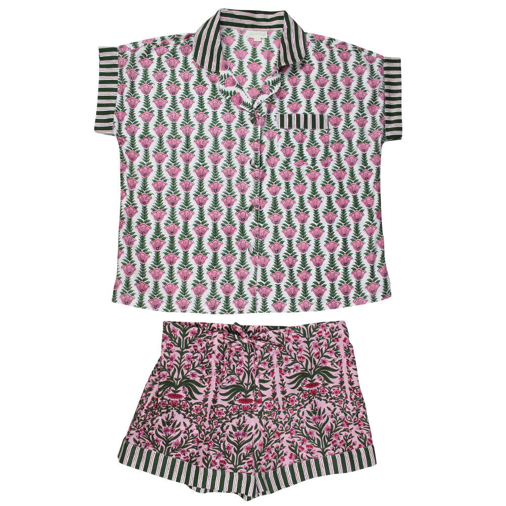 Pink & Green Floral Short PJs M/L