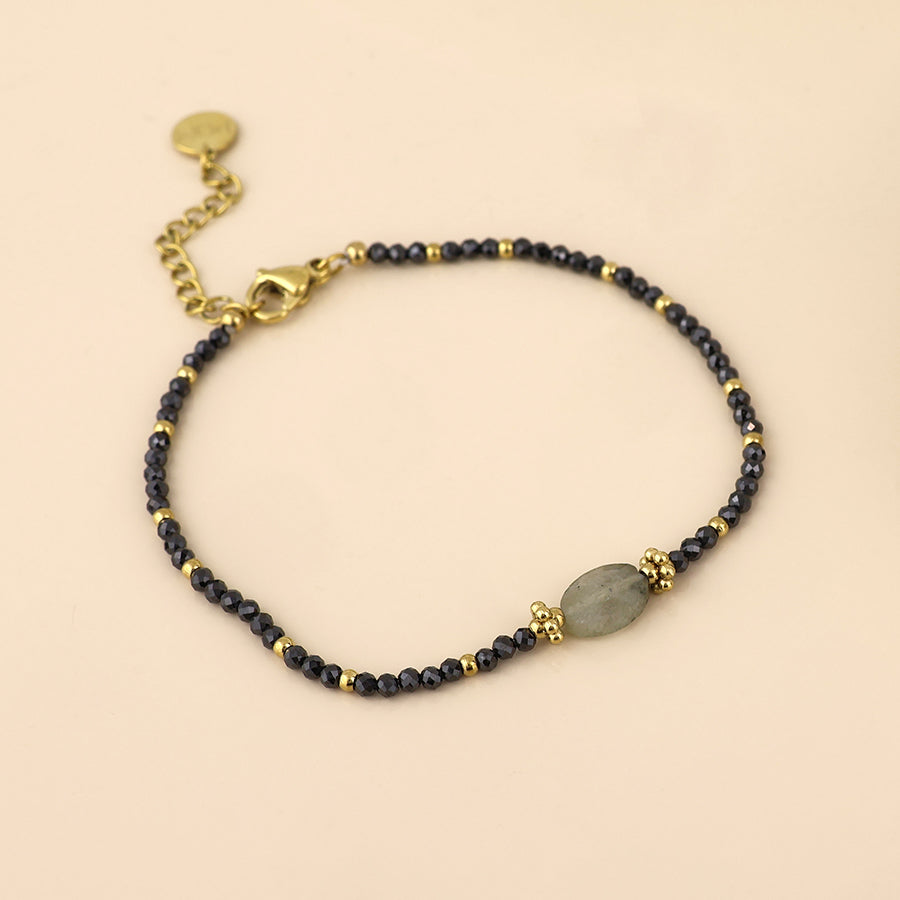 (180) Nyx, Black & Grey Stone Bracelet
