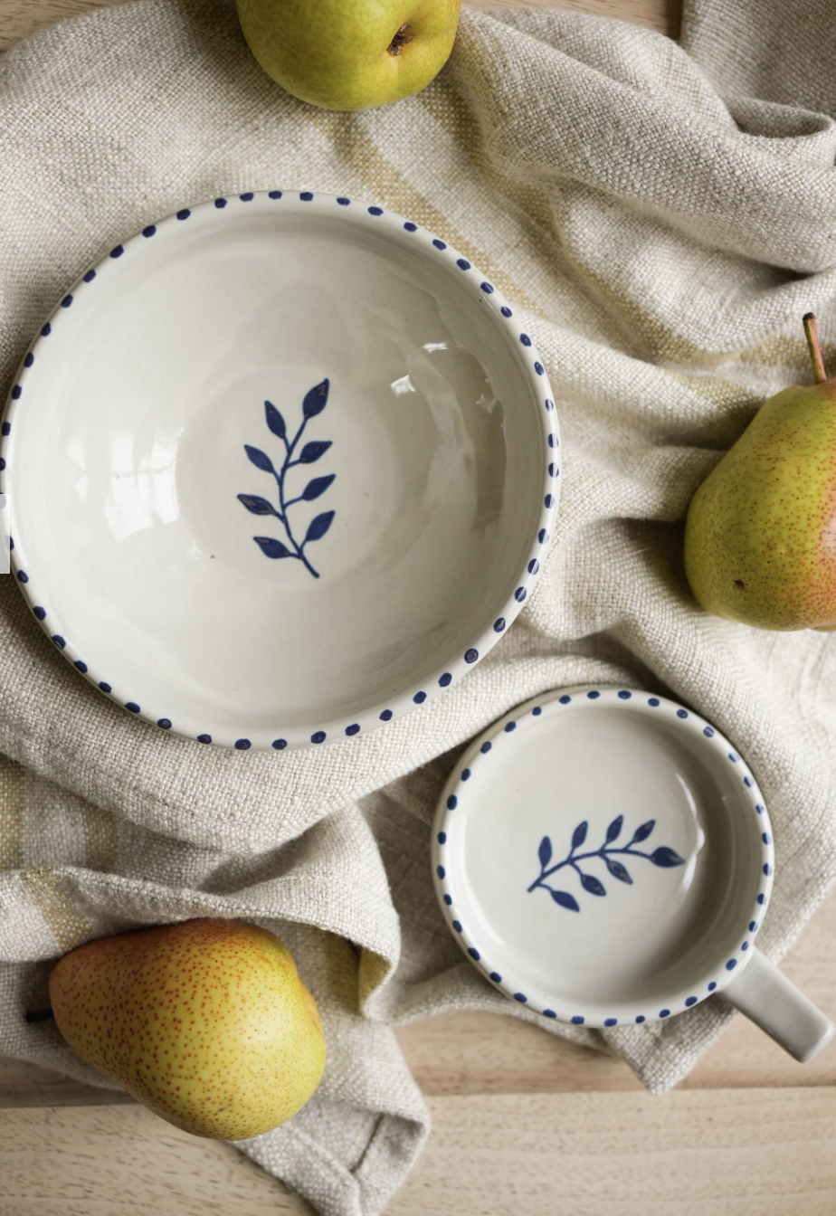 Hand Painted Botanic Olive Dish - Ink