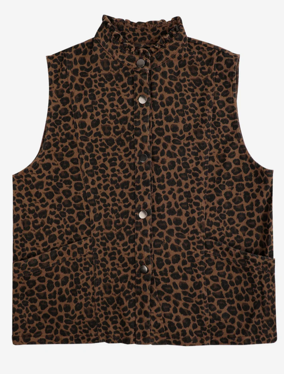 Montana, Denim Gilet - Leopard