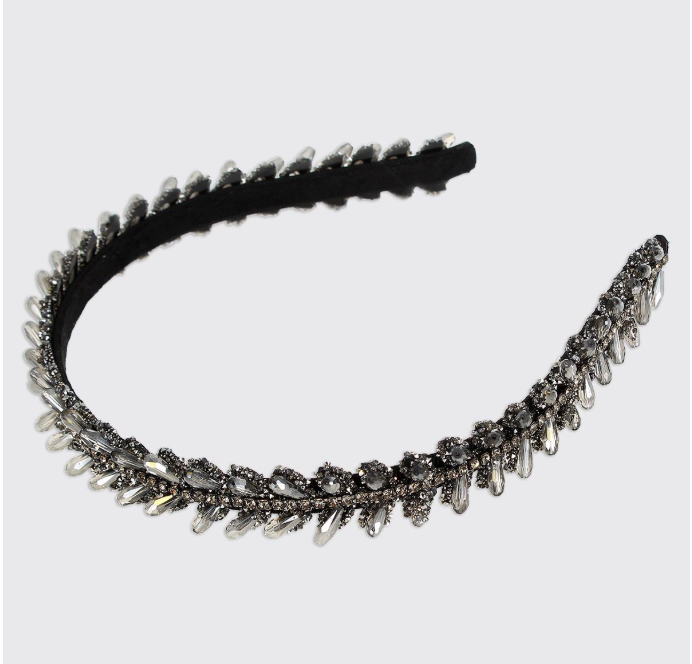 Crystal Teardrop Headband - Black