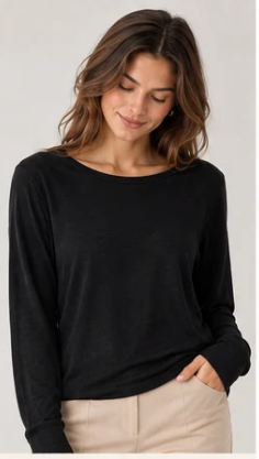 Black Cashmere Blend Layering Top