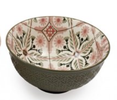 Green & Pink Tile Print Bowl - Small
