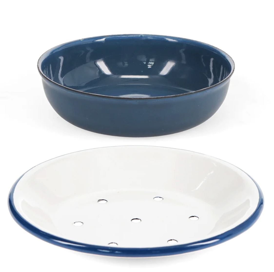 Petrol Blue, Round 2-part Enamel Soap Dish