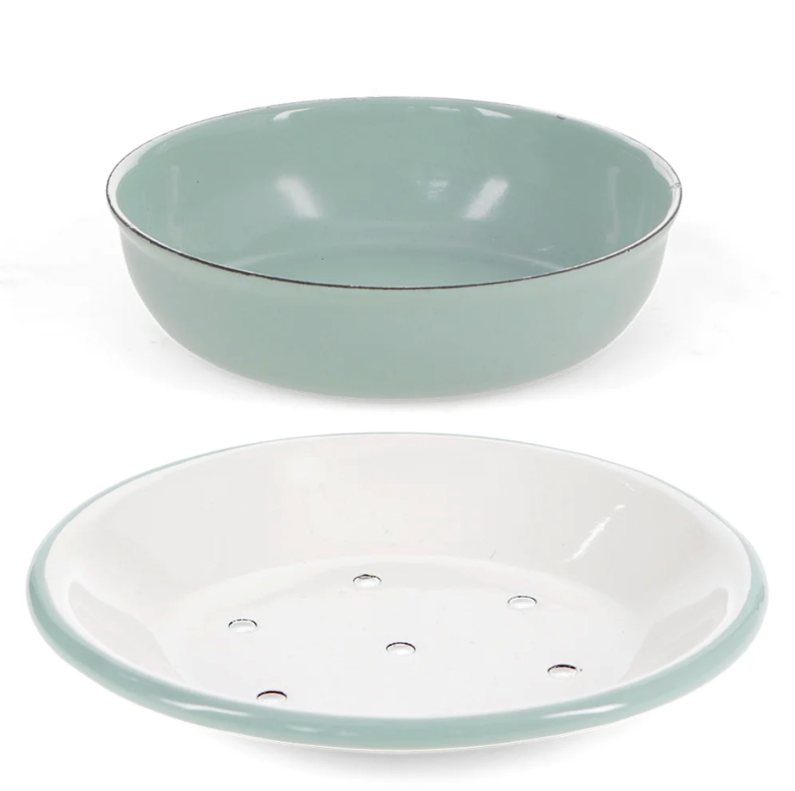 Sage Green, Round 2-part Enamel Soap Dish