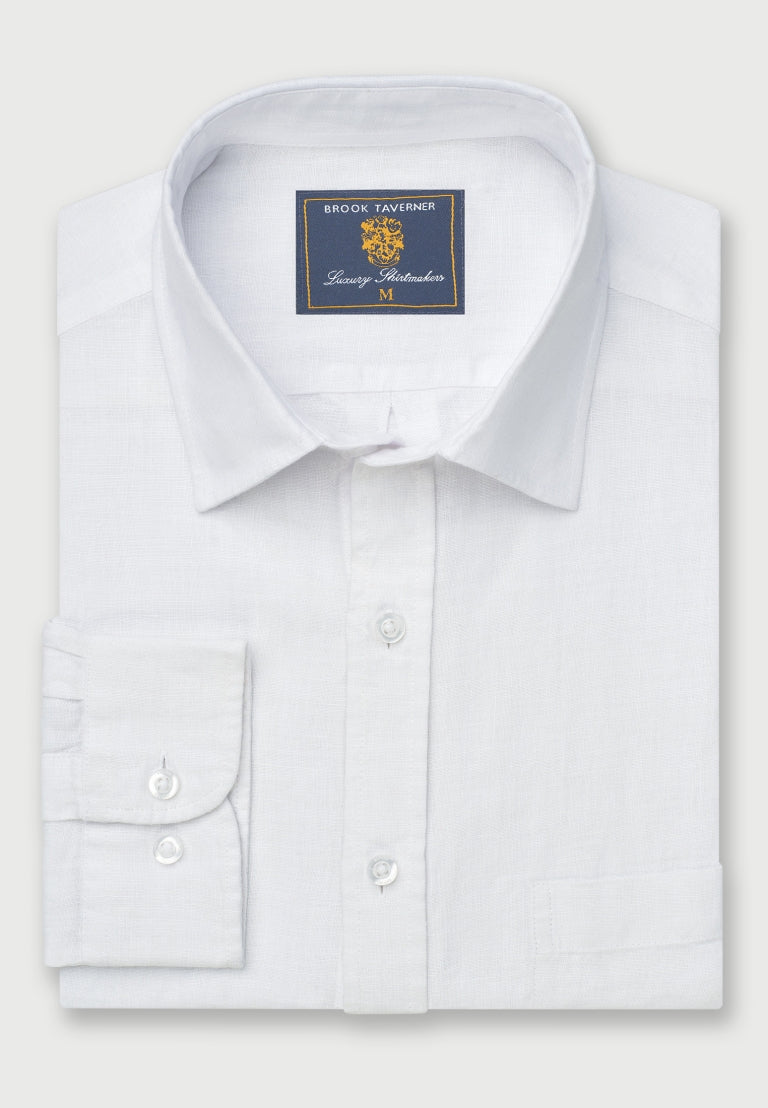 White Linen Shirt, Regular Fit