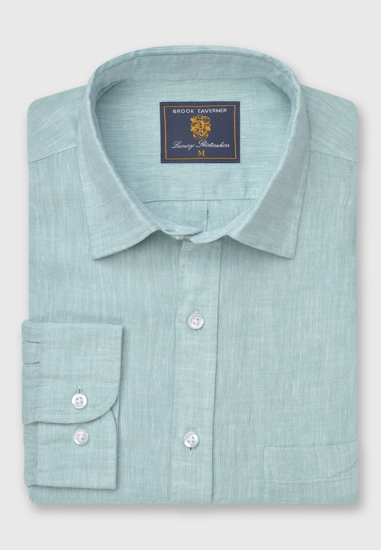 Mint Linen Shirt, Regular Fit
