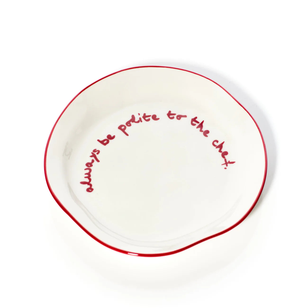 Slogan Plate, Always be Polite to the Chef (Red)