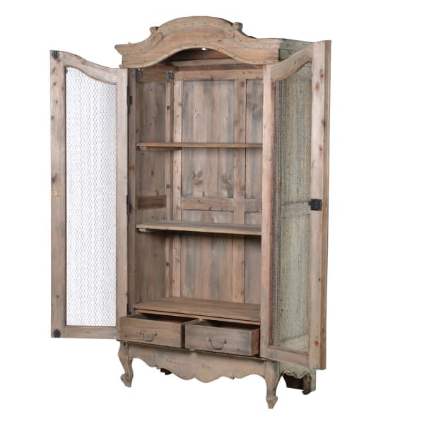 Reclaimed Pine Armoire with Wired Doors (Ex Display)