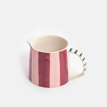 Wine & Pink Stripe Milk Jug
