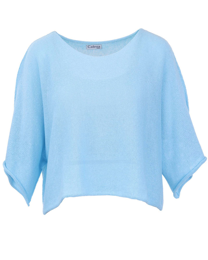 Cotton Blend Short Tunic Top - Turquoise