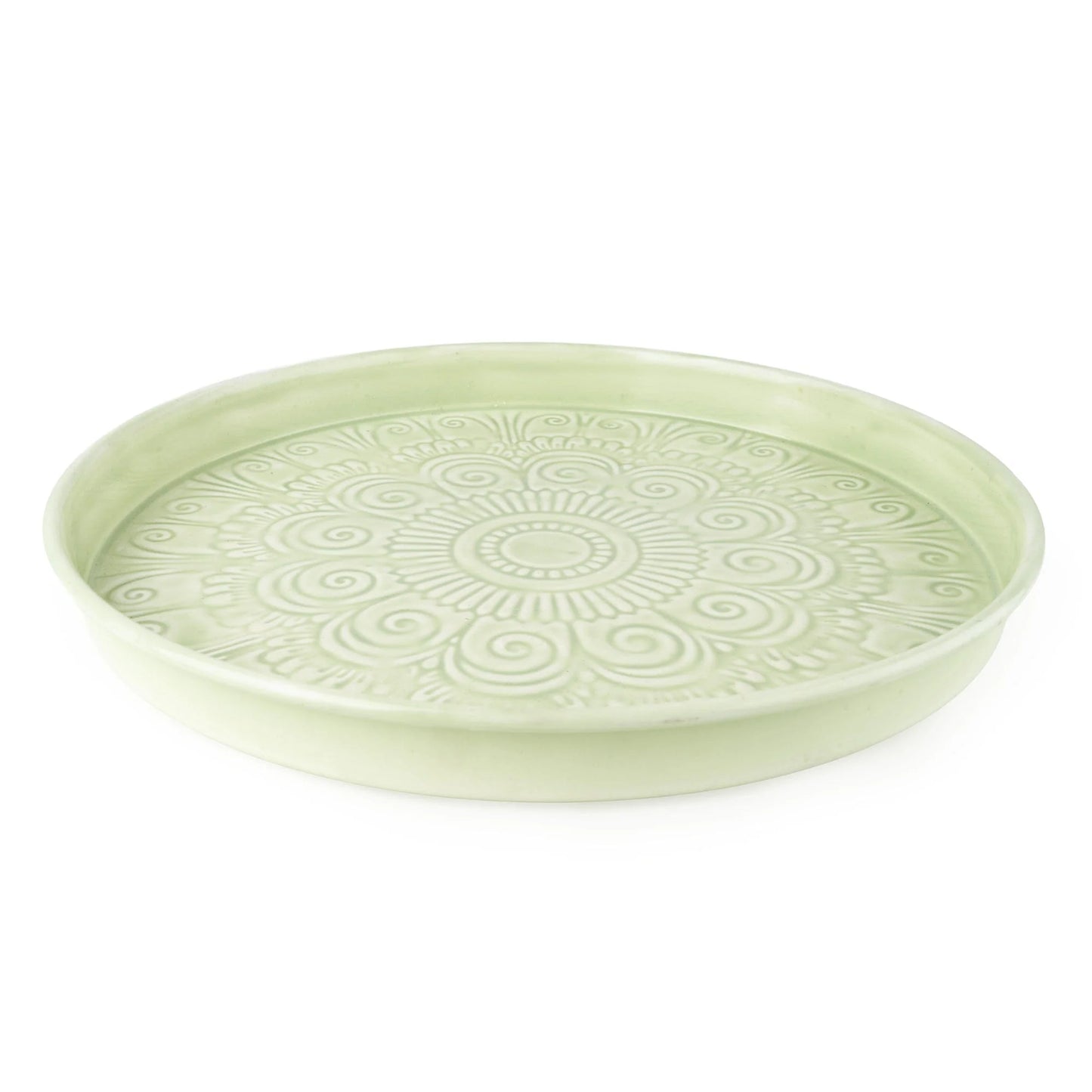 Embossed Metal Tray - Duck Egg