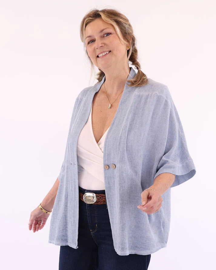 Linen Blend Jacket Ice Blue