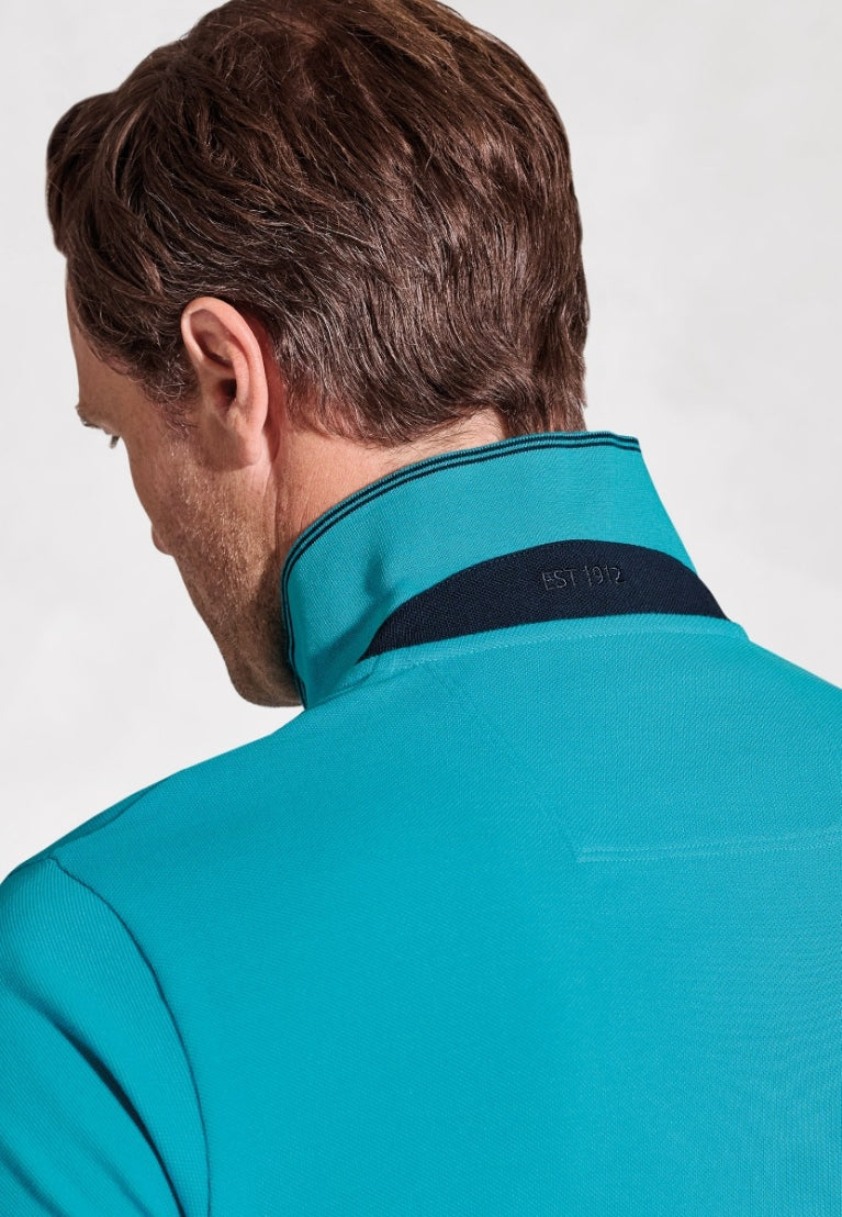 Firth - Turquoise, Pure Cotton Pique Polo