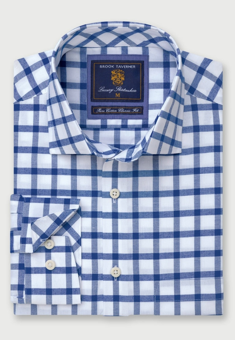 Navy Check, Oxford Cotton Shirt, Regular Fit