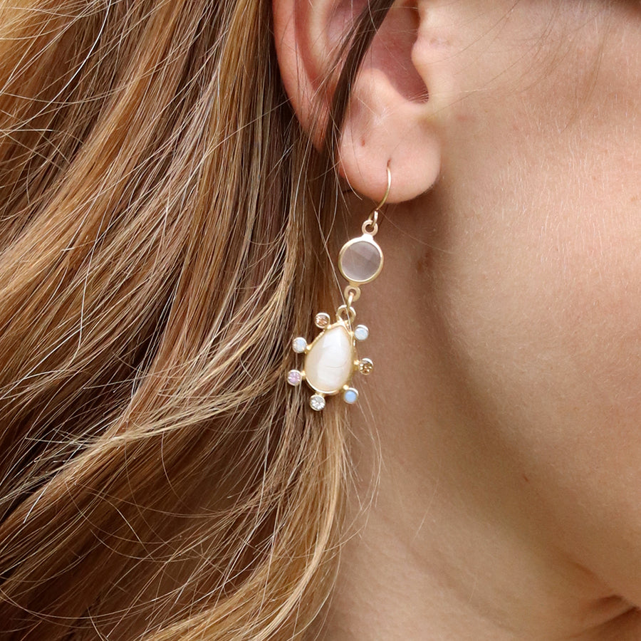 3754 - Golden Pastel & Quartz Teardrops