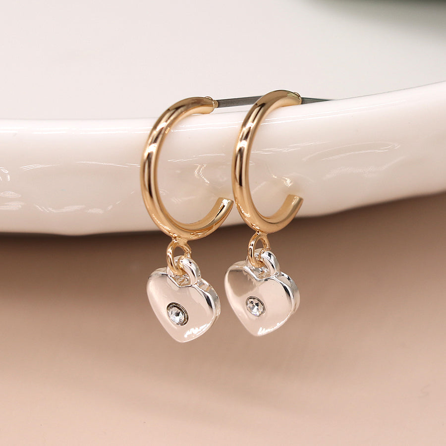 3900 - Silver Plated Heart & Gold Earrings