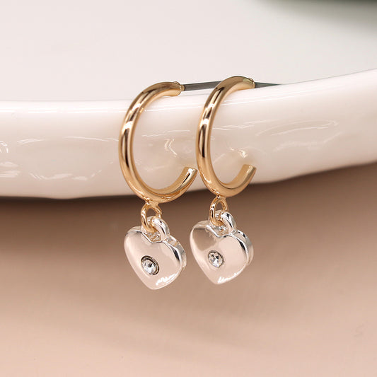 3900 - Silver Plated Heart & Gold Earrings