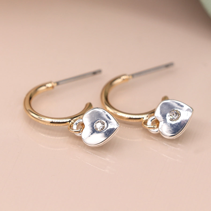 3900 - Silver Plated Heart & Gold Earrings
