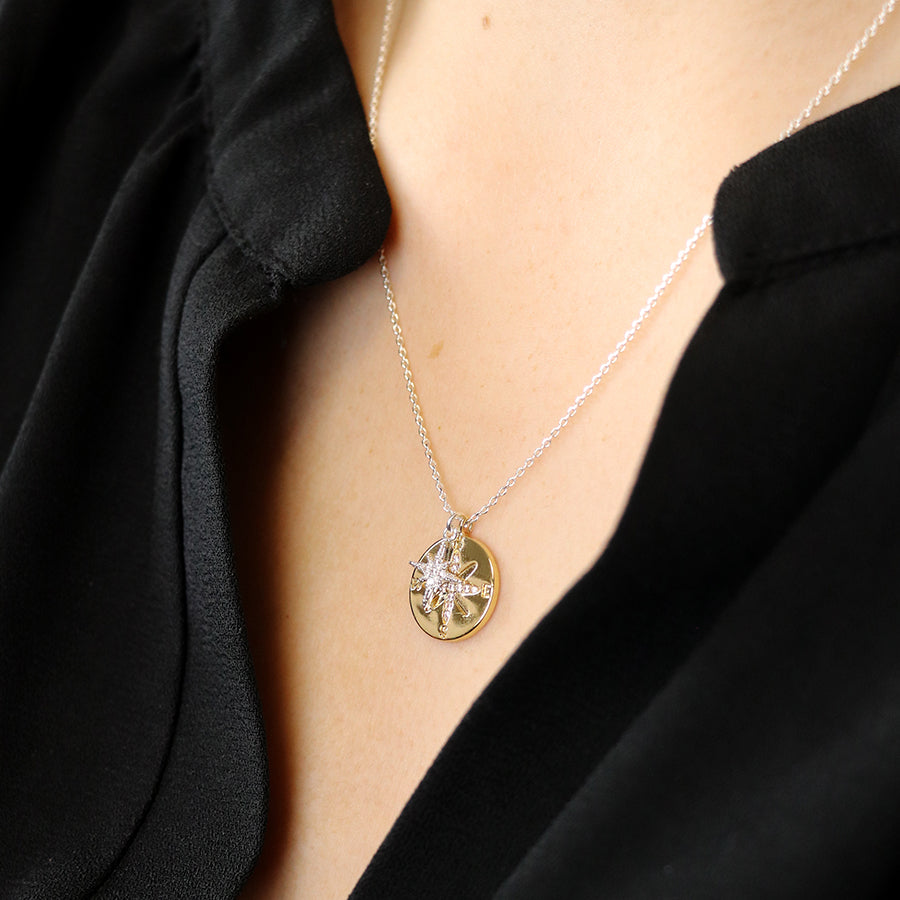 4153 - Silver Plated Nautical Compass Necklace