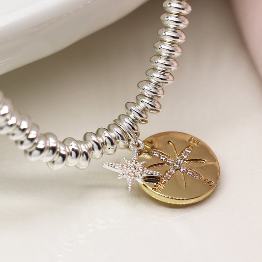 4154 - Silver Plated Nautical Compass Bracelet