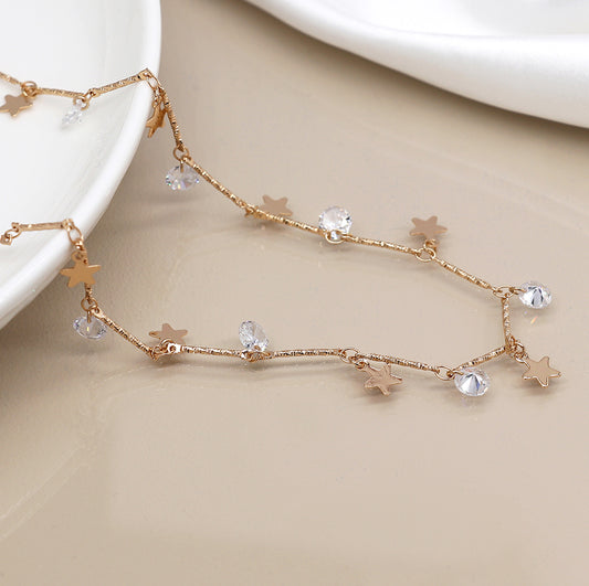 4194 - Gold Stars & Crystals Necklace