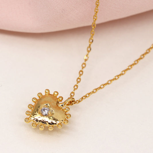 4236 - Gold Heart with Crystal Centre