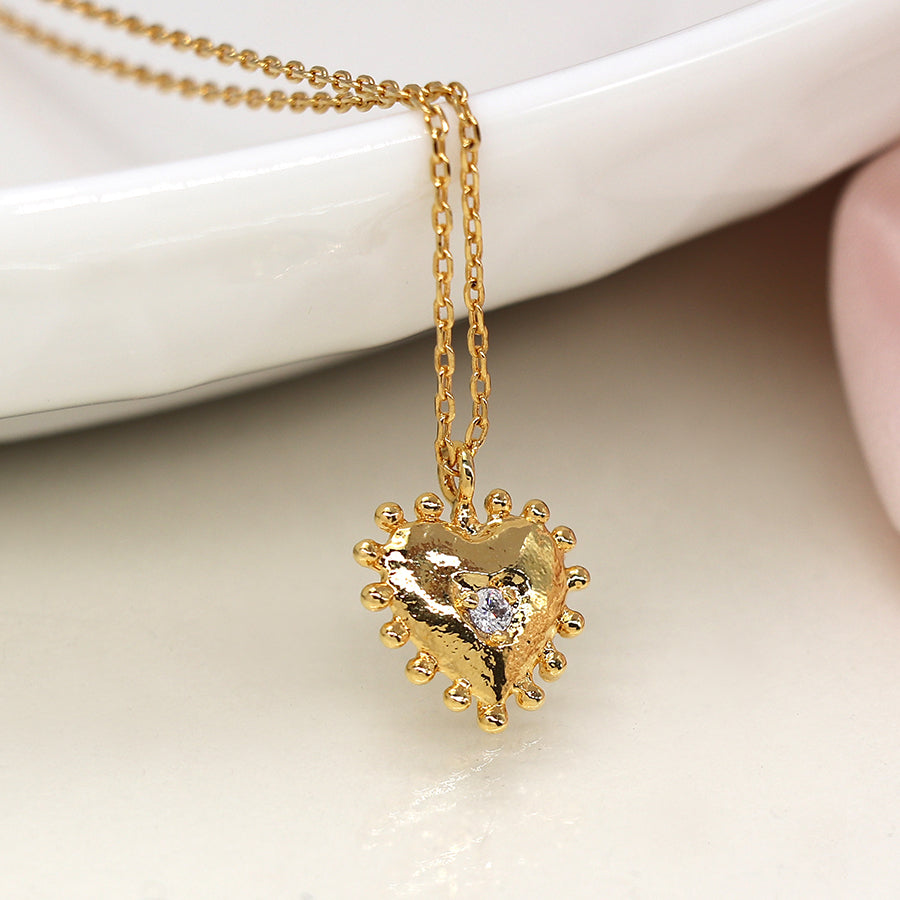 4236 - Gold Heart with Crystal Centre