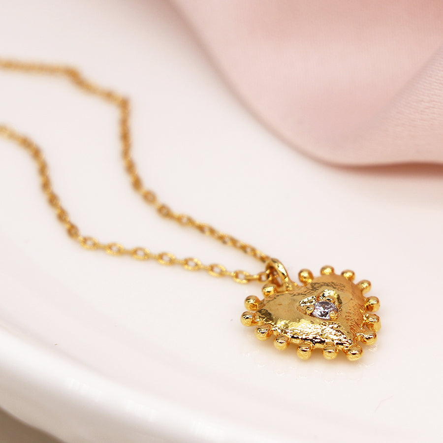 4236 - Gold Heart with Crystal Centre