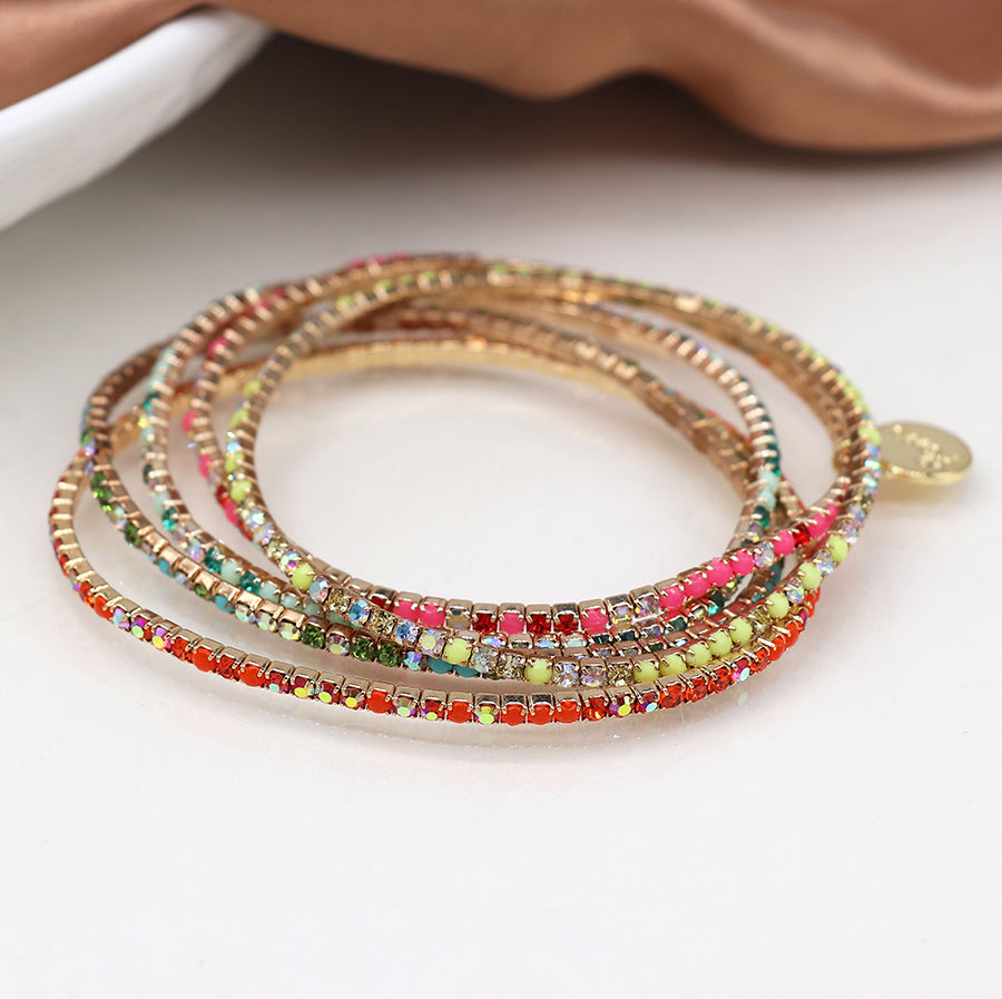 4244 - Brights Crystal Mix Bracelet Stack
