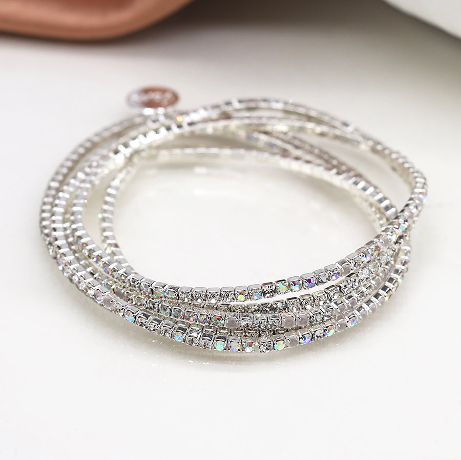 4245 - Clear Crystal Mix Bracelet Stack