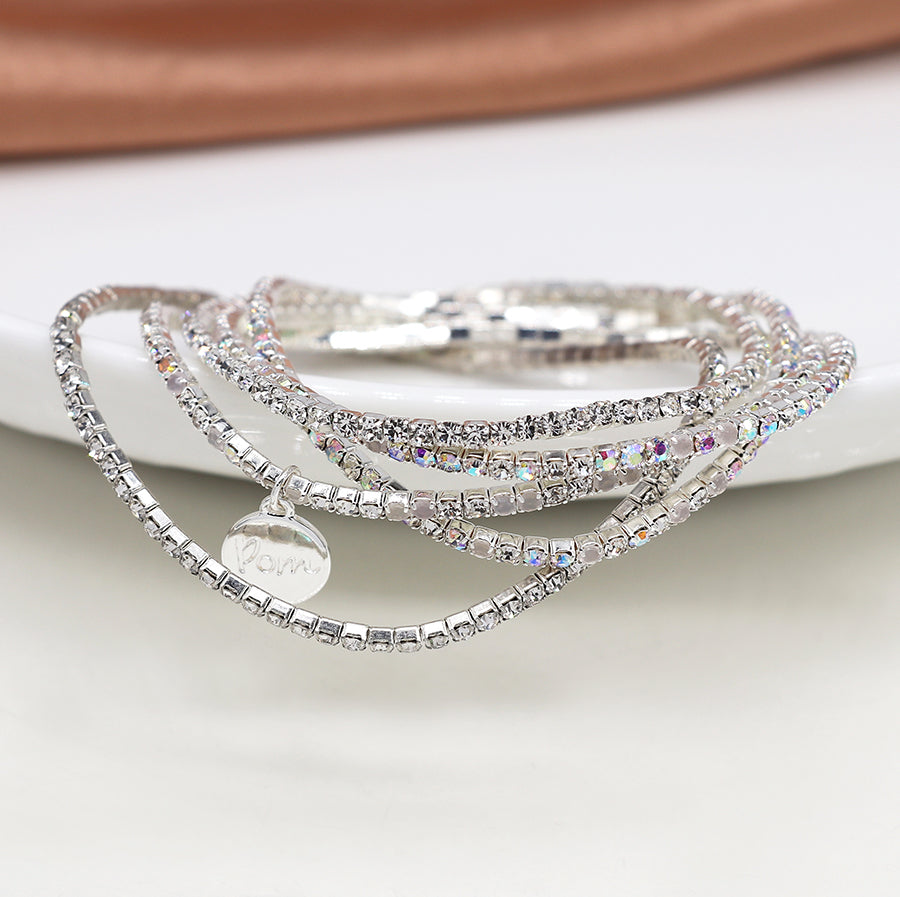 4245 - Clear Crystal Mix Bracelet Stack