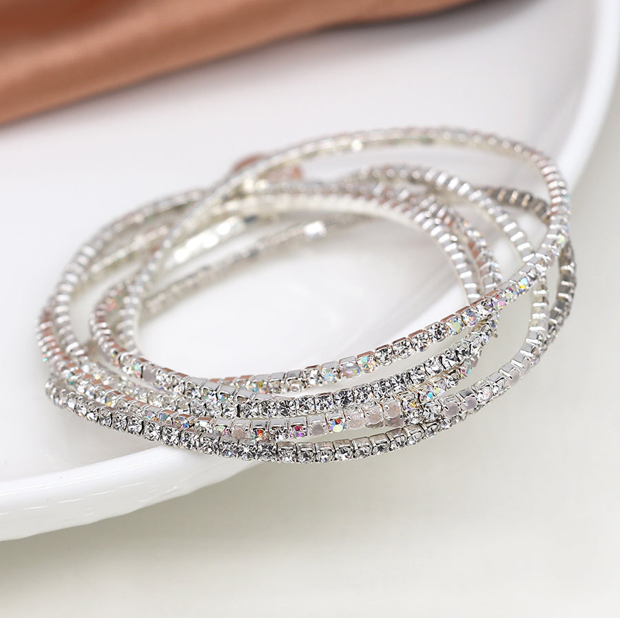 4245 - Clear Crystal Mix Bracelet Stack