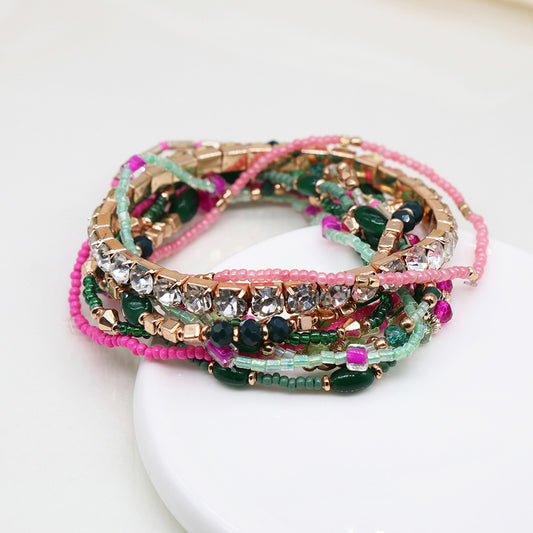 4255 - Pink & Green Mix Bracelet Stack