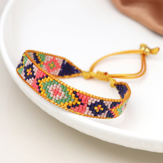 4267 - Mustard Mix Adjustable Beaded Bracelet