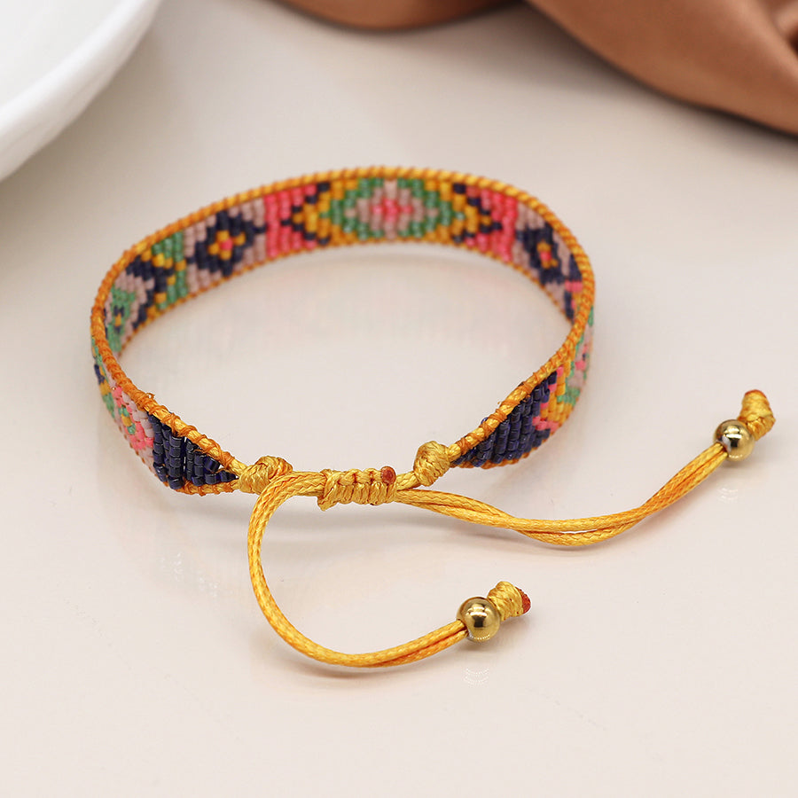 4267 - Mustard Mix Adjustable Beaded Bracelet