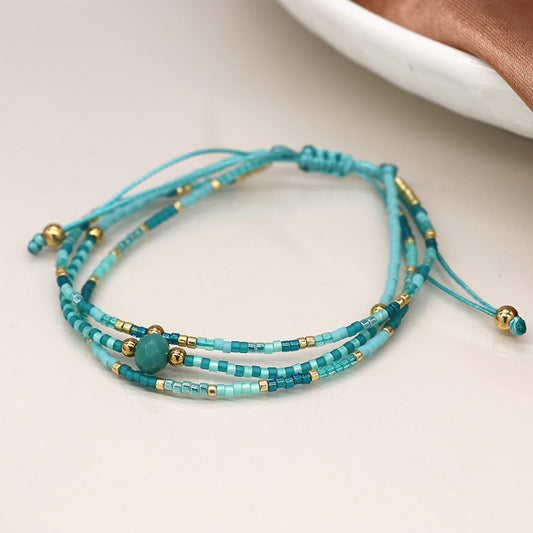 4269 - Turquoise Mix Adjustable Beaded Bracelet
