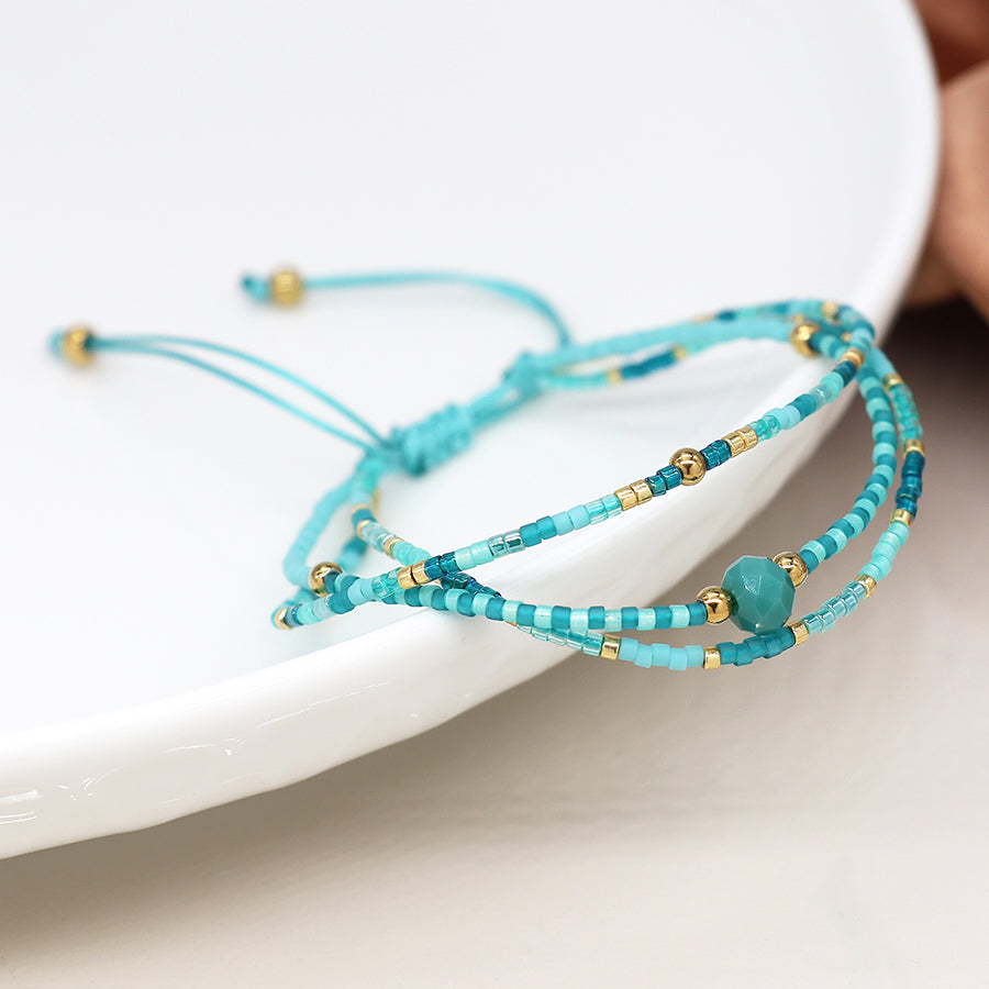 4269 - Turquoise Mix Adjustable Beaded Bracelet