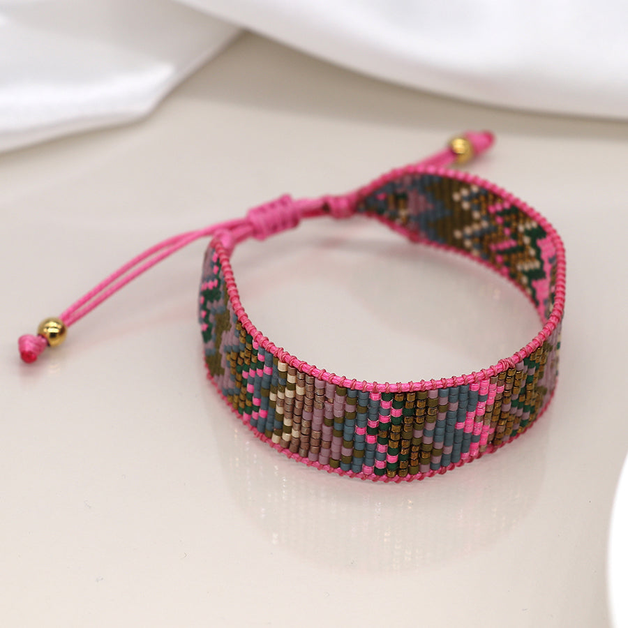 4271 - Pink Adjustable Beaded Bracelet