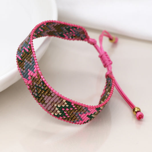 4271 - Pink Adjustable Beaded Bracelet